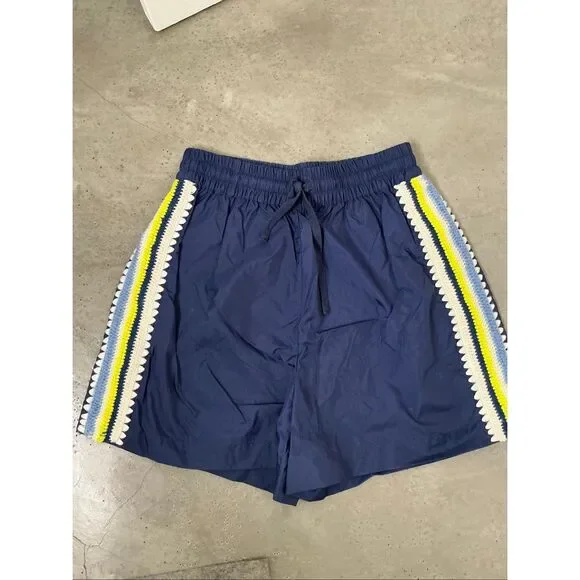 Sea NY Crochet Side Stripe Shorts | Navy in XS - Picture 1 of 6